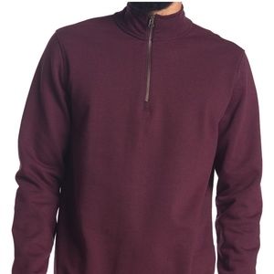 Tailor Vintage 1/4 Zip Brushed Fleece Sweatshirt in Raspberry Fudge Heat